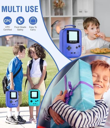 Miniatura 6 de Boys Lunch Box,Gamer Lunch Box for Boys Kids,Leather Insulated Lunch Bag for Kids,School Thermal Meal Cooler Lunch Boxes for Boy Kid