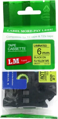 Miniatura 39 de Paquete de 1 unidad LM Tapes LMe511 Premium de 1/4 de pulgada con impresión negra en etiqueta azul compatible con Brother TZe-511 P-Touch, incluye