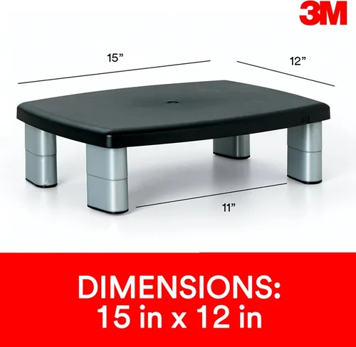 Miniatura 2 de Soporte ajustable para monitor 3M, altura ajustable de 1 pulgada a 5 7/8 pulgadas, sostiene 80 libras, 11 pulgadas de espacio entre columnas