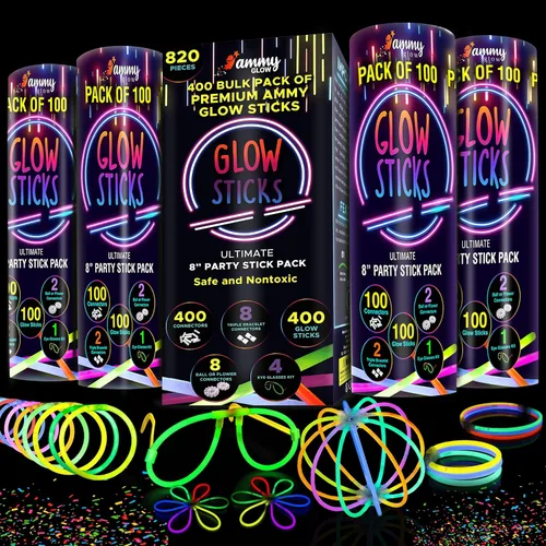 Miniatura 6 de 410 varillas brillantes a granel, suministros de fiesta que brillan en la oscuridad, paquete de fiesta de 12 horas de 8 pulgadas, Mardi Gras