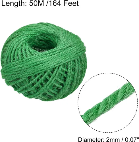 Miniatura 2 de MECCANIXITY Cuerda de yute de 164 pies de 0.079 in, cuerda de yute, cuerda de yute natural, verde para manualidades, jardinería, agrupamiento