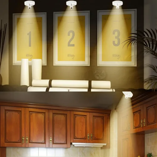 Miniatura 6 de Foco inalámbrico a pilas con control remoto, paquete de 2 luces para debajo del armario con función de temporizador para debajo del mostrador