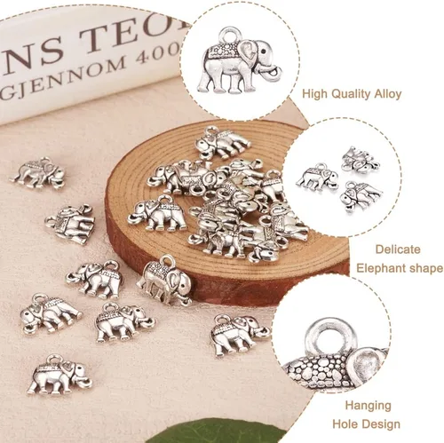 Miniatura 3 de Craftdady Colgantes de aleación de plata antigua estilo tibetano, bonitos dijes colgantes de metal, colgantes de animales vintage, dijes colgantes