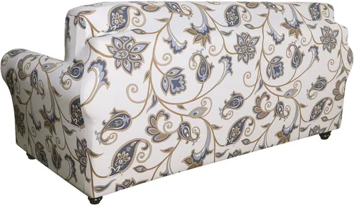 Miniatura 9 de SearchI - Funda de sofá elástica con estampado floral, 4 piezas, incluye 3 fundas de cojín independientes, protector lavable para muebles de sala