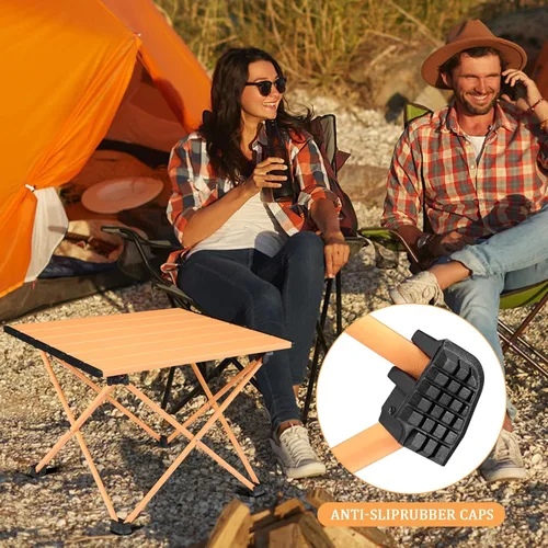 Miniatura 8 de Tesouro Mesa de camping portátil, mesa auxiliar plegable de aluminio para cocinar al aire libre, senderismo, viajes, picnic (albaricoque-grande)