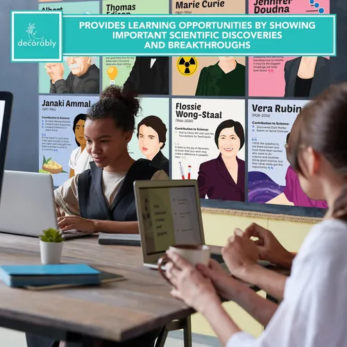 Miniatura 8 de Decorably 12 carteles de científicos famosos para aula, 11 x 14 pulgadas, decoración de aprendizaje laminado mate, pasillos de la escuela media