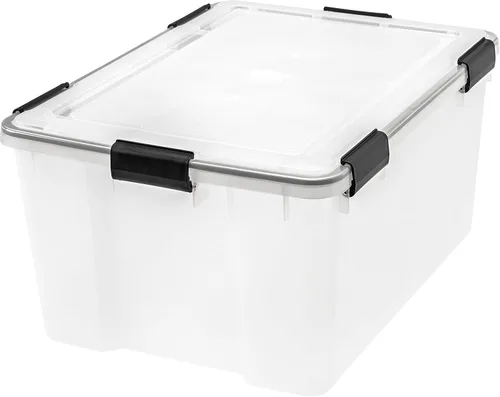 Miniatura 16 de IRIS USA - Contenedor organizador de plástico hermético para almacenamiento, 46.6 cuartos de capacidad, con tapa duradera, sello y hebillas