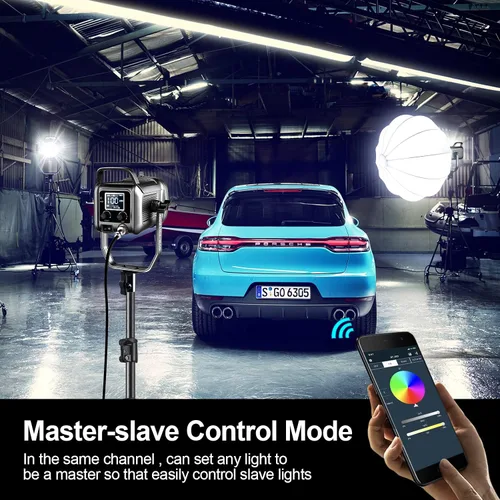Miniatura 7 de GVM - Kit de luz de video RGB de 150 W, 2700 K ~ 7500 K, luz de video LED bicolor, kit de iluminación de estudio de fotografía con linterna softbox