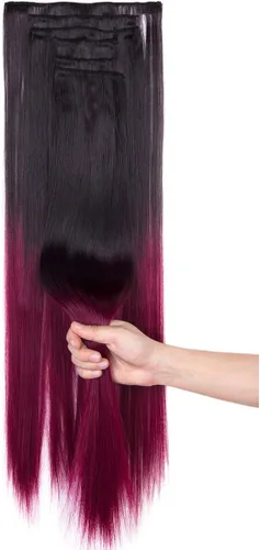 Miniatura 6 de Extensiones de pelo de 24 a 26 pulgadas, 6 unidades, 16 clips rizados, ondulados, rectos, gruesos, clip en extensiones de pelo sintético.
