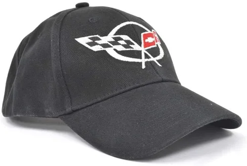 Sombrero Corvette - Logotipo C5 Cierre de velcro de tela negra, Negro -