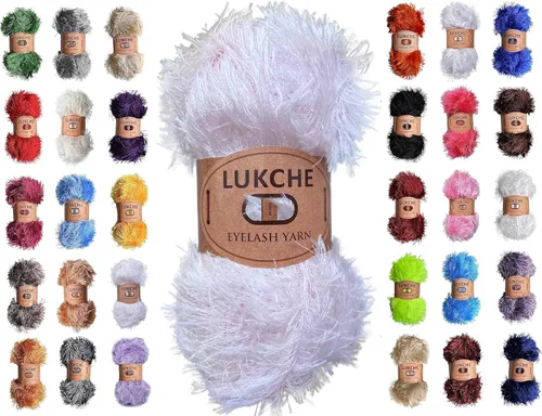 Miniatura 58 de Hilo de Pelo de Pestañas de Diversión de Lana de Felpa Premium 100% Poliéster 164 Yardas (150 Mt), 3.53 Oz (100 Gr) Hilo de Crochet Colorido DIY