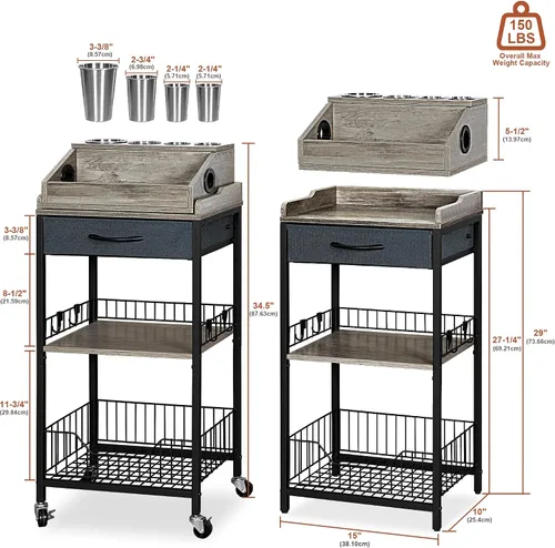 Miniatura 4 de Organizador de Carrito de Maquillaje Grande, Organizador de Belleza 2 en 1 con Ruedas y Soporte para Herramientas de Cabello, Soporte de Maquillaje