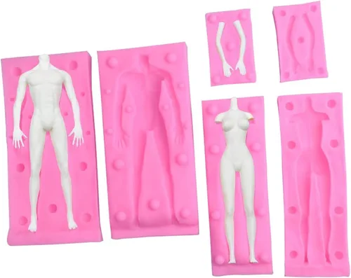 2 paquetes de hombres y mujeres, modelo de cuerpo masculino, femenino, moldes de silicona para fondant, molde de arcilla de yeso, molde de