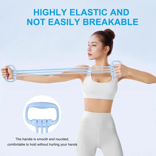 Miniatura 4 de Figura 8 banda de resistencia para mujeres de 15 a 90 libras, bandas de resistencia ajustables con asas para ejercicio de espalda y brazo, 6 cuerdas