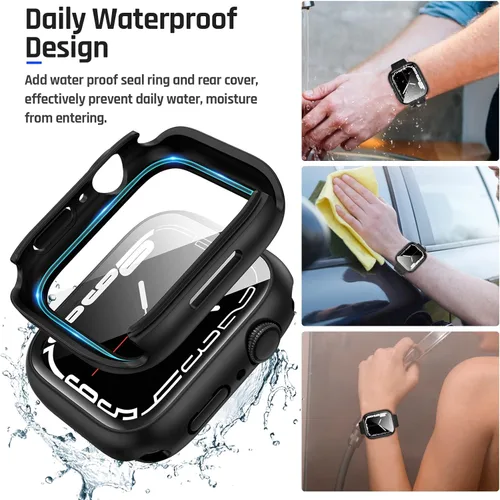 Miniatura 4 de Goton - Funda impermeable 2 en 1 para Apple Watch Serie 9 8 7, protector de pantalla de 41 mm, cubierta frontal de vidrio protector 360, parachoques