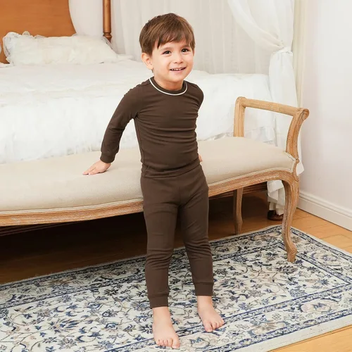 Miniatura 4 de pureborn Conjunto de pijama para bebé, ropa de dormir de algodón de manga larga ajustada para niños y niñas, 2 piezas, 18M-7Y