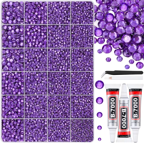 Miniatura 45 de 7000 diamantes de imitación de resina con pinzas para manualidades, diamantes de imitación de gelatina con parte trasera plana de 2/3/4/5/6mm, 4