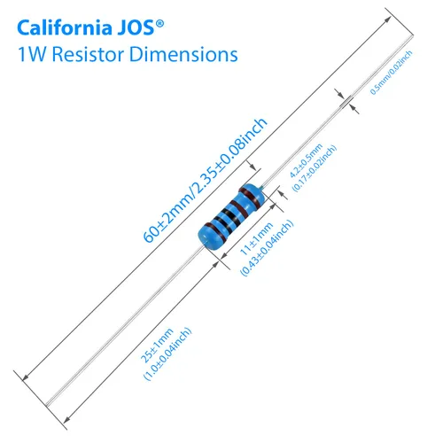 Miniatura 5 de California JOS Resistencias fijas individuales de película metálica de 10 K ohmios (10 K ohmios, 10 K R, 10 K Ω), tolerancia de ± 1 %, compatible