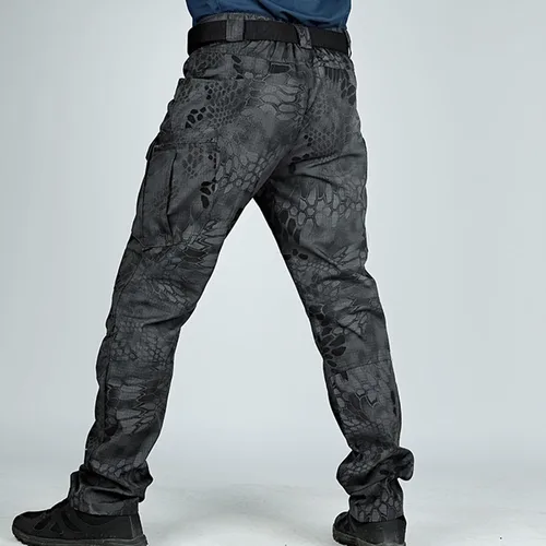 Miniatura 6 de Muscularfit Pantalones para hombre, casual, de sarga chino, con múltiples bolsillos, camuflaje, pantalones cargo atléticos, holgados, pantalones