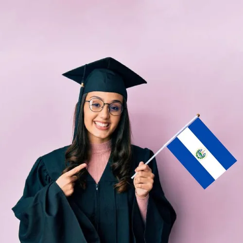 Miniatura 3 de 25 banderas pequeñas de mano de El Salvador, mini pancarta de decoración de mano salvadoreño salvadoreño