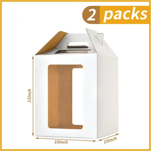 Miniatura 2 de XININSUN Cajas para pasteles altas de 10 pulgadas con ventanas, 10x10x12 Transportador de pasteles alto, Caja para pasteles escalonados, Caja