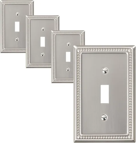 Miniatura 63 de Paquete de 4 placas de cubierta para interruptor de luz de palanca individual, cubiertas decorativas de perlas, placa de pared de metal almendra