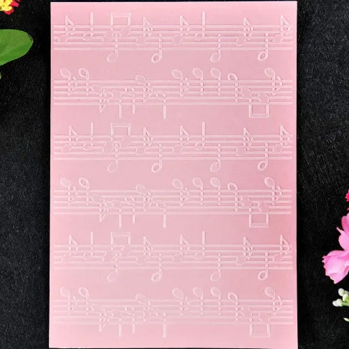 Miniatura 3 de Notación musical Fondo de partitura de música Carpetas de grabación en relieve de plástico para hacer tarjetas, álbumes de recortes y otras