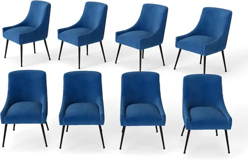 Miniatura 8 de Juego de 2 sillas de comedor de terciopelo, sillas tapizadas beige para sala de estar con patas de metal negro, sillas decorativas modernas