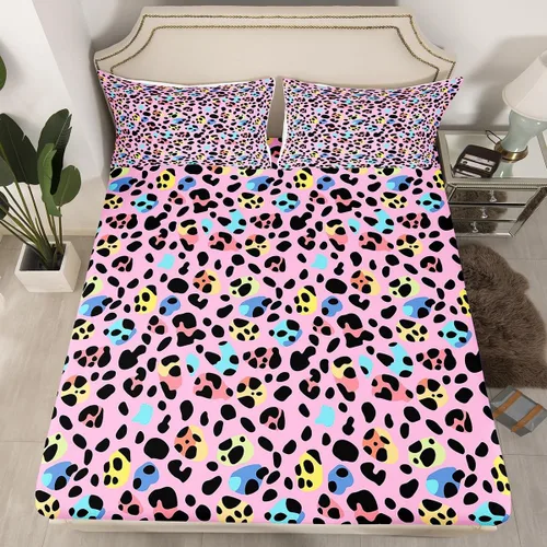 Miniatura 3 de Erosebridal Juego de sábanas para niñas, color rosa, con estampado de animales, tamaño individual, para niños, adolescentes, coloridas sábanas