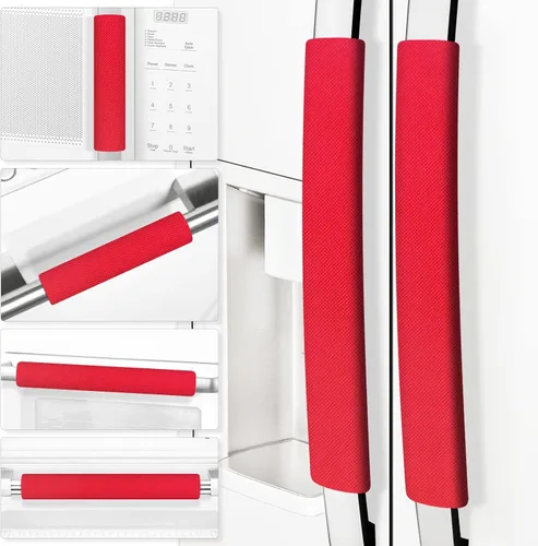 Miniatura 10 de Juego de 6 fundas para manijas de puerta de refrigerador, recortables, lavables, fundas para manijas de electrodomésticos, protector de manija
