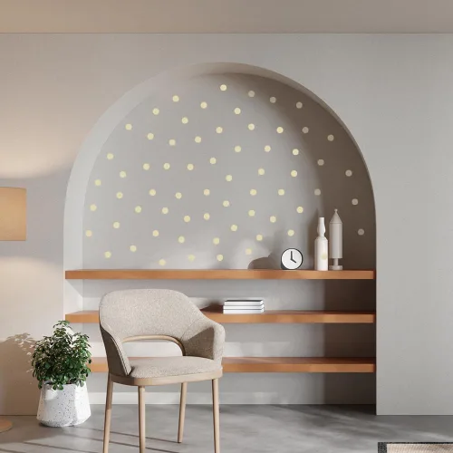 Calcomanías de pared de puntos coloridos, juego de 9 calcomanías para despegar y pegar para habitaciones de niños, guardería y manualidades Plata