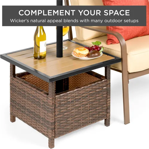 Miniatura 6 de Best Choice Products soporte para sombrilla de patio, muebles de exterior, jardín, alberca Marrón