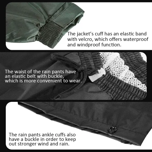 Miniatura 6 de ILM traje de lluvia para motocicleta, impermeable, 6 bolsillos, 2 piezas, chaqueta y pantalones, para hombre Verde del ejército-hombres