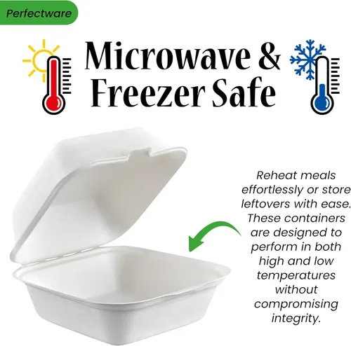Miniatura 4 de Recipientes de comida para llevar con un solo compartimento 100% compostable, 6 x 6 pulgadas. 25 envases, bagazo desechable natural, biodegradable