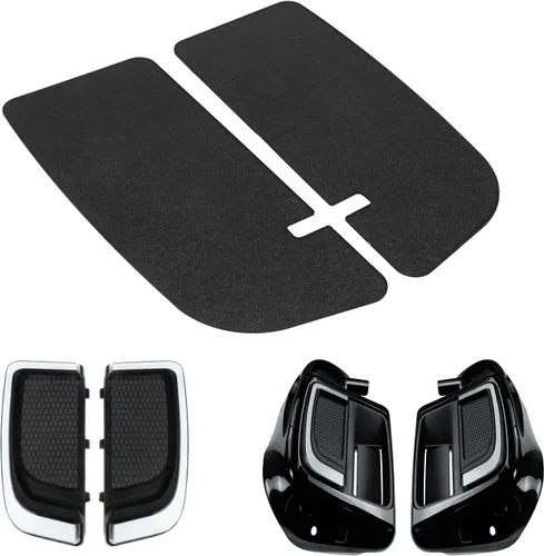 Miniatura 5 de Guantera de carenados de pierna ventilada inferior con protector de motor, parrillas, luces y cubierta de placas sólidas compatible con Harley