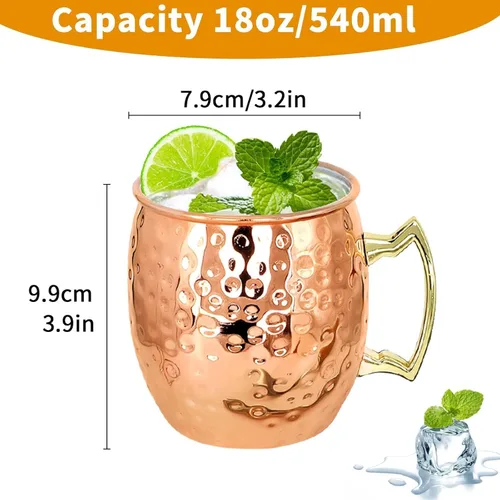 Miniatura 6 de SuproBarware Moscow Mule - Juego de 8 tazas de acero inoxidable de 18 onzas, perfectas para bebidas frías, cócteles, bar en casa, con regalo