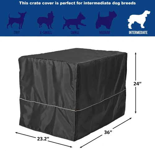 Miniatura 5 de MidWest Homes for Pets Funda intermedia para jaula de perro, cubierta de perrera de poliéster negro que se adapta a la mayoría de las jaulas de 36