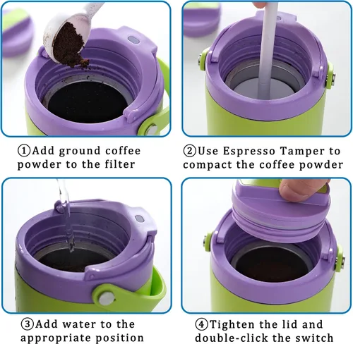 Miniatura 5 de Taza de café portátil para viajes, mini máquina de café expreso, taza térmica de 20 onzas con tapa, filtro eléctrico de extracción rápida, vaso