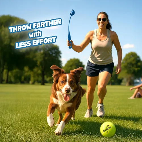 Miniatura 2 de Lanzador de pelotas para perros, lanzador de pelotas de tenis, diseño compacto de 13.8 pulgadas con pelota mediana de 2.5 pulgadas (azul)