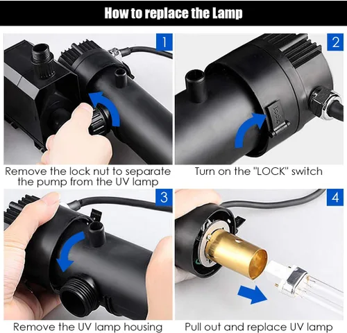 Miniatura 5 de Goplus Bomba de filtro sumergible 4 en 1, bomba de fuente de 660 GPH con terilizador S de 9 W y 3 boquillas, sistema de limpieza de estanques