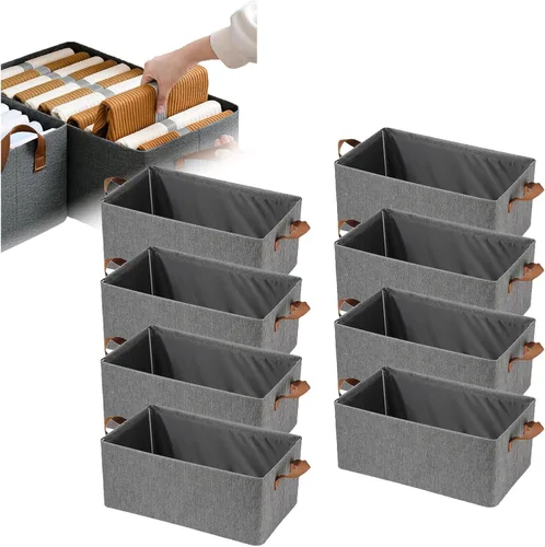 Miniatura 10 de Sistema organizador de cajas de almacenamiento plegables para armario, gran capacidad, resistente para organizar ropa, sábanas, juguetes, libros