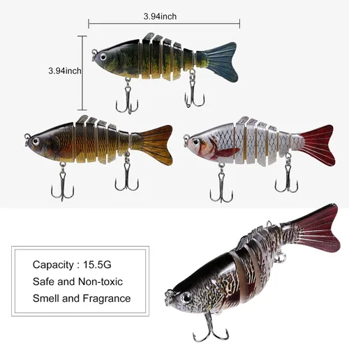 Miniatura 4 de 6 señuelos de pesca para lubina, señuelo de trucha de agua superior, cebos de natación multiarticulados, cebos duros de hundimiento lento