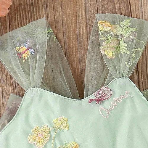 Miniatura 4 de IDOPIP Conjunto de 2 piezas para bebé recién nacido, con diadema, bordado de flores, tutú, princesa, fiesta de cumpleaños, conjunto de ropa