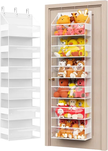 Miniatura 8 de Organizador colgante para colgar sobre la puerta con 6 estantes, almacenamiento de animales de peluche, almacenamiento detrás de la puerta