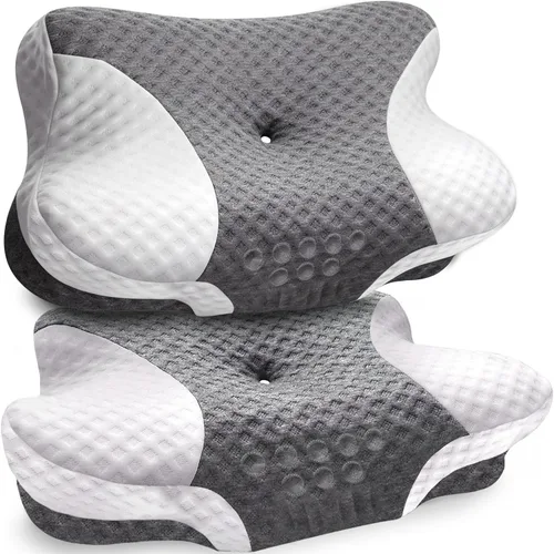 Cervical Neck Pillows for Side Sleeper - 2 Pack Neck Pillows for Pain Relief Contour Memory Foam Pillows Ergonomic Neck Support - Adjustable