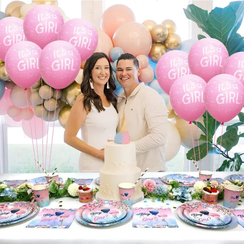 Miniatura 5 de 50 globos de látex rosa de 12 pulgadas para baby shower, fiesta de cumpleaños, docaraciones