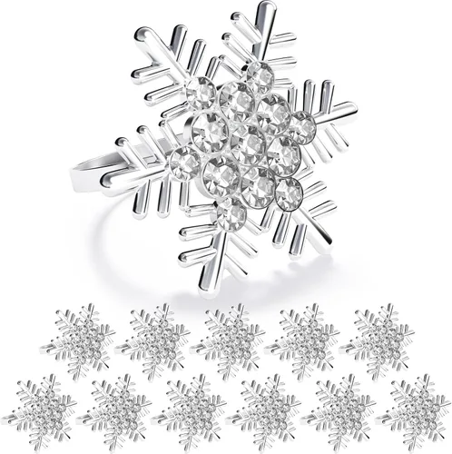 Miniatura 20 de ZeeDix Juego de 6 servilleteros de corona de Navidad, servilleteros de Navidad para servilletas de tela, servilleteros de Navidad para Acción