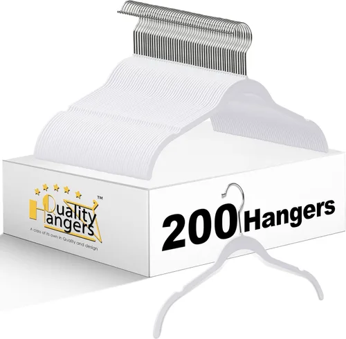 Miniatura 13 de Quality Hangers Perchas de plástico que no son de terciopelo para la ropa, juego de perchas resistentes para ropa, perchas para armario que ahorran