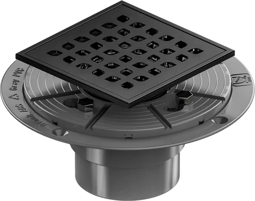 Miniatura 7 de Neodrain Desagüe de ducha cuadrado, rejilla de acero inoxidable 304 negro de 4 pulgadas y cuerpo de drenaje de PVC, rejilla con kit que incluye