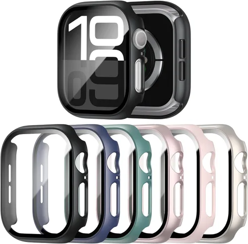 Miniatura 15 de Paquete de 6 fundas para Apple Watch SE 3 (2025)/SE 2/SE/Series 6/5/4 de 40 mm con protector de pantalla de vidrio templado, funda protectora